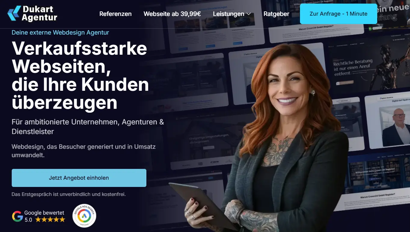 Dukart Agentur - Professionelle Webdesign Agentur Solingen NRW mit modernem responsive Design